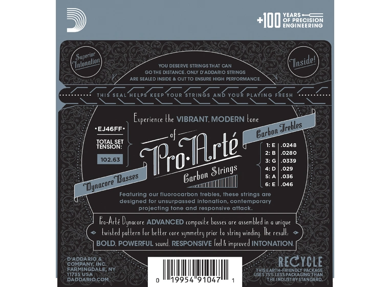 D'Addario EJ46FF Pro Arte Dyna/Carbon (0248-046) Hard Tension 